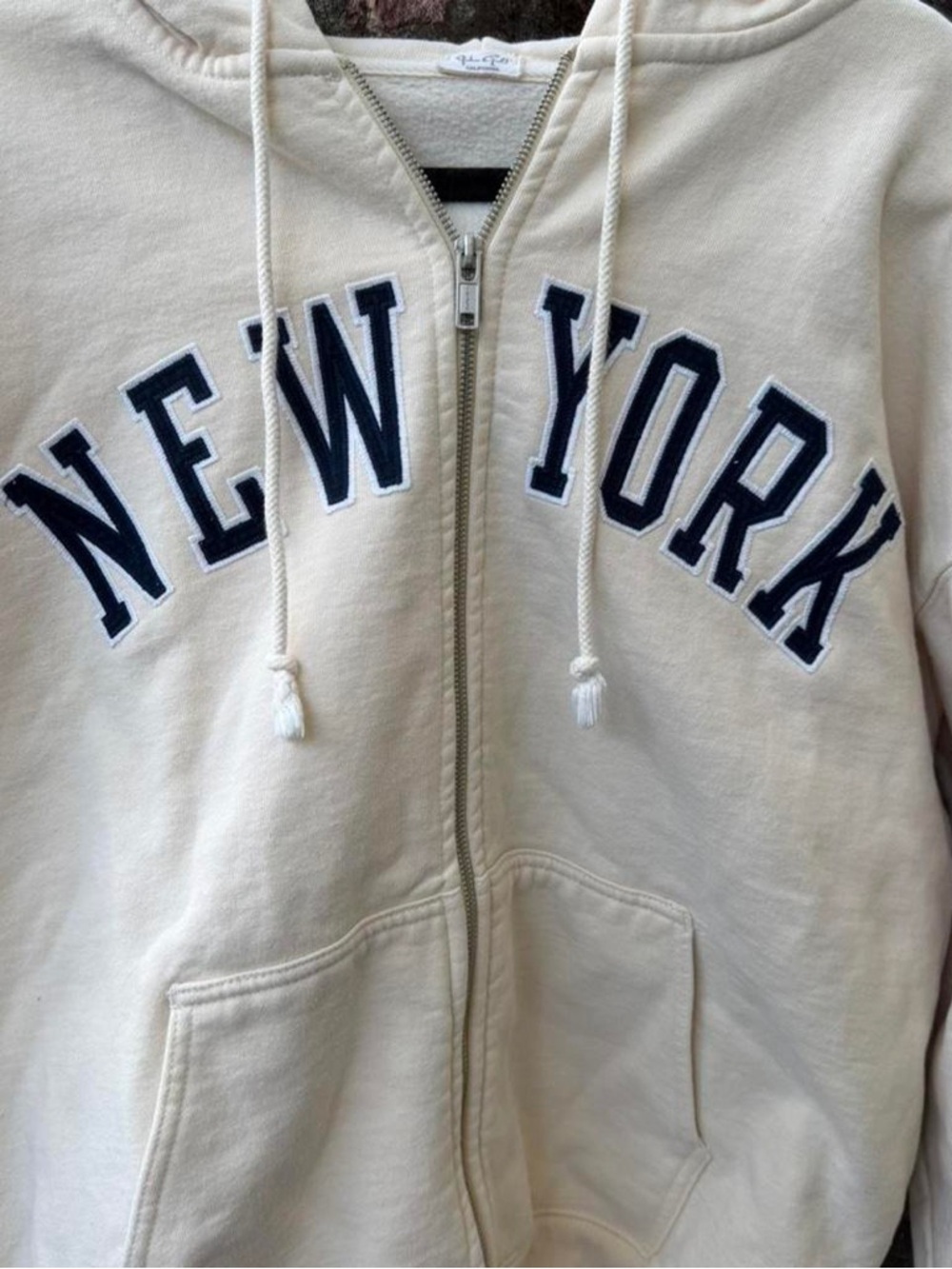 Brandy Melville Cream Fleece Zip Hoodie